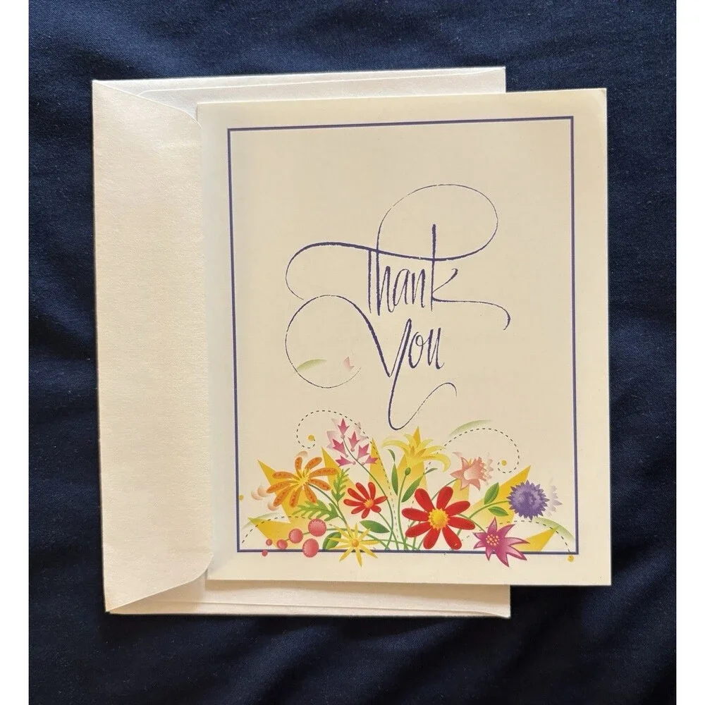Thank You Card with White Envelope | Flower design by Habitat